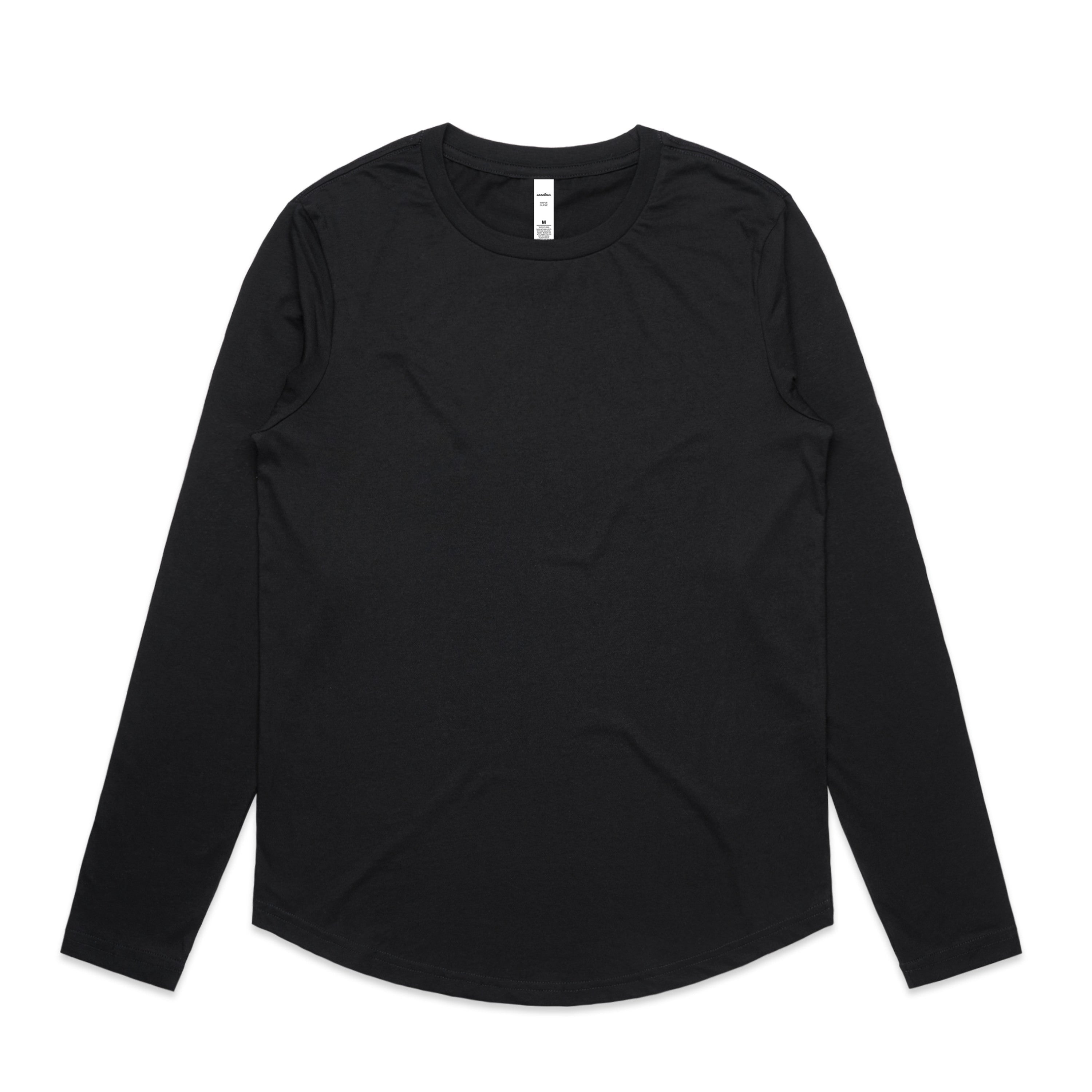 Women's Maple Curve Long Sleeve Tee | Arena Custom Blanks - Arena Prints - Front - Black