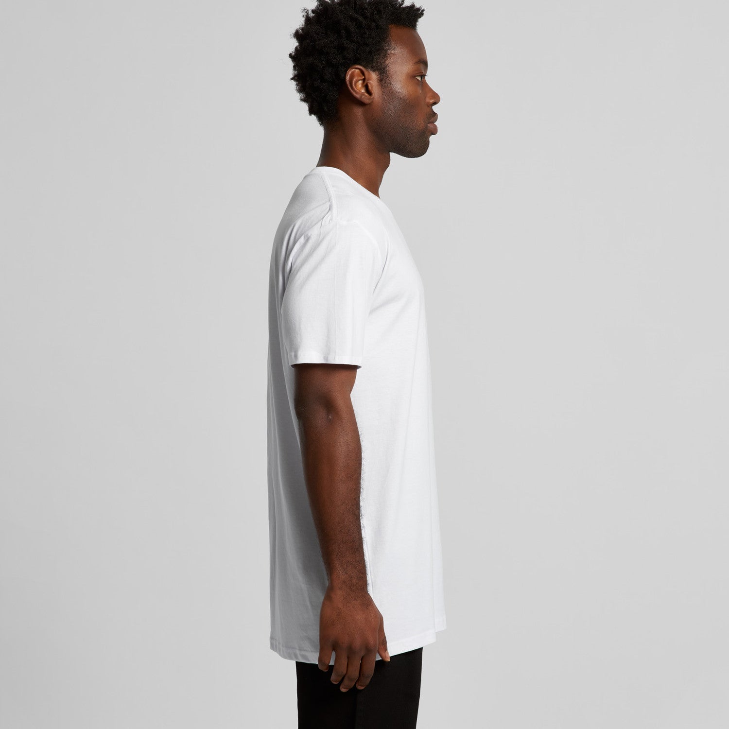 Men's Staple Plus Tee Shirt |  Arena Custom Blanks - Arena Prints - Modeled Shot - Side