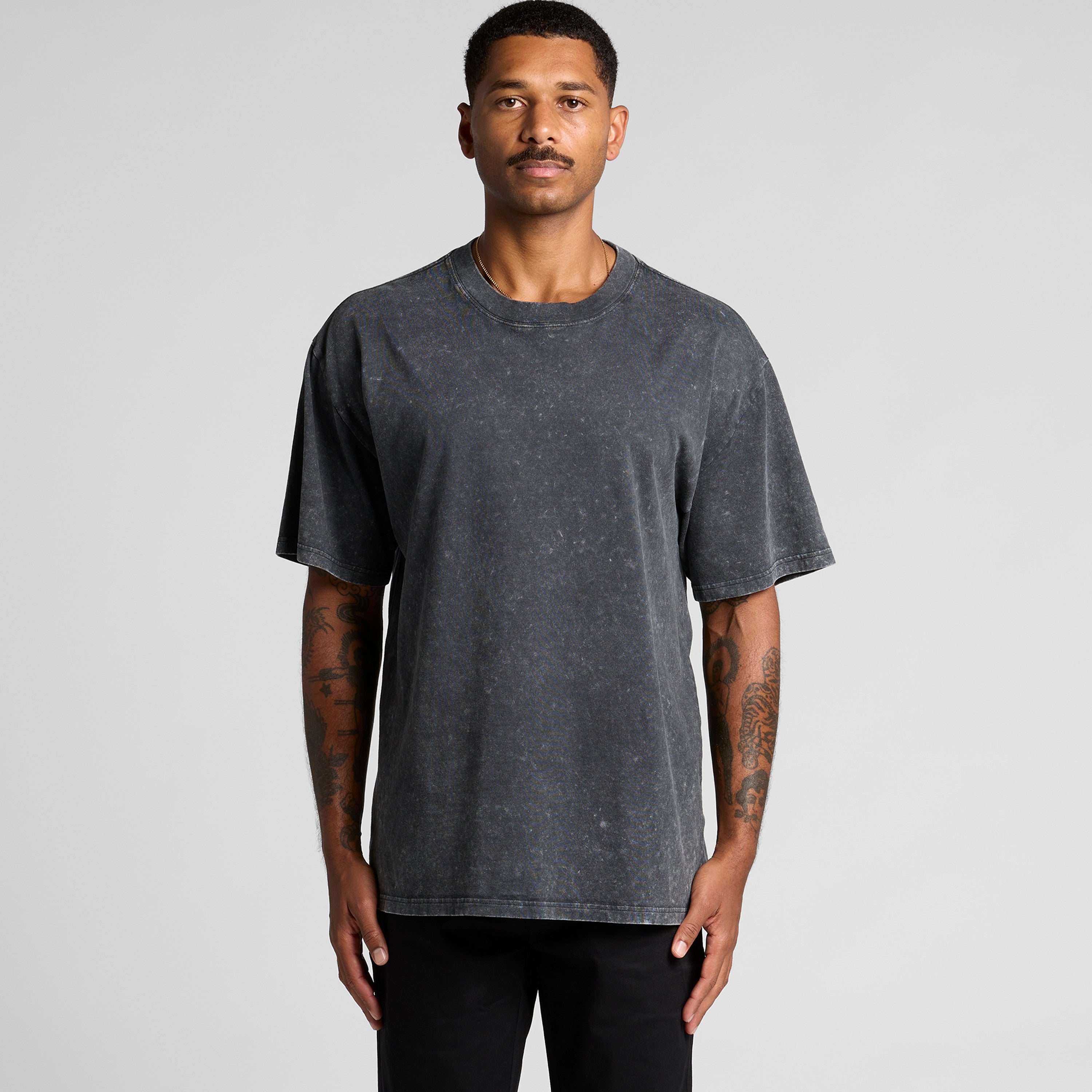 Men's Stone Wash Heavy Tee |  Arena Custom Blanks - Arena Prints - Modeled Shot - Front