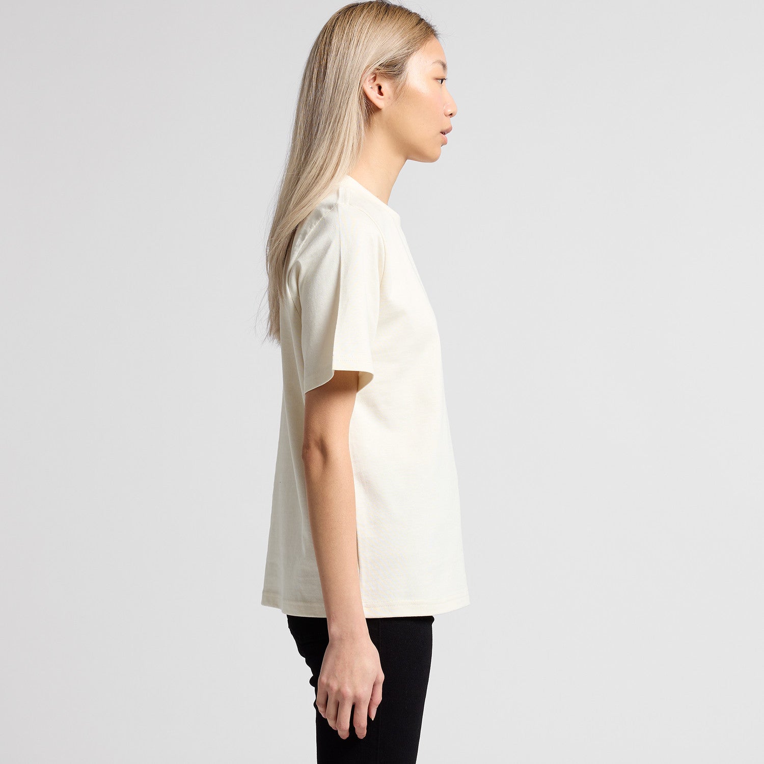 Women's Heavy Tee Shirt | Arena Custom Blanks - Arena Prints - Modeled Shot - Side