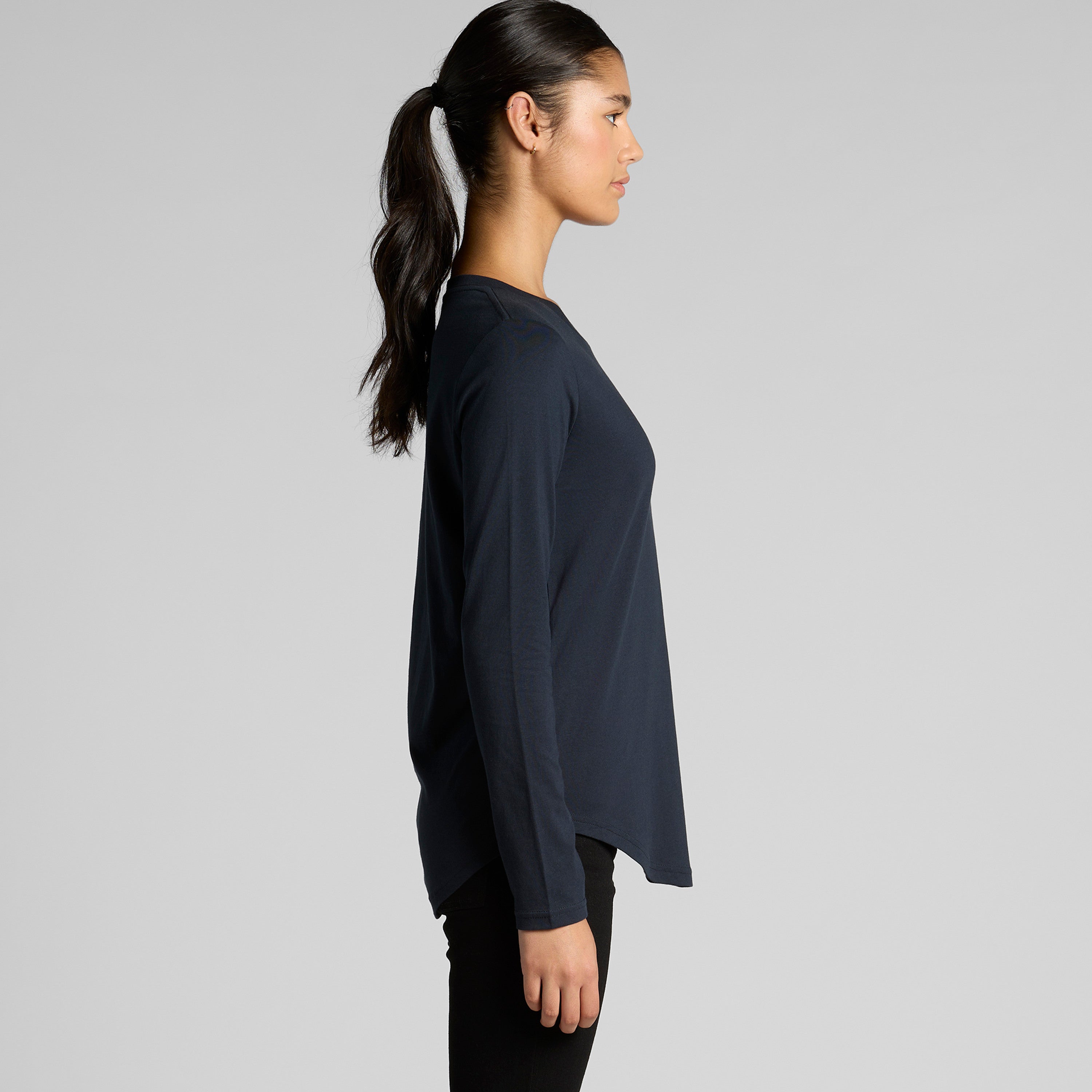 Women's Maple Curve Long Sleeve Tee | Arena Custom Blanks - Arena Prints - Side